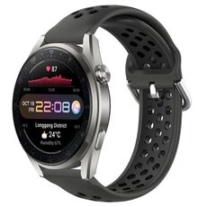 Per Huawei Watch 3 Pro Nuovo cinturino sportivo in silicone traspirante traforato da 22 mm (nero)