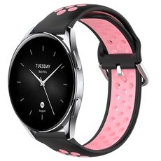 Per Xiaomi Watch S2 42mm 22mm Cinturino sportivo in silicone traspirante traforato (nero + rosa)