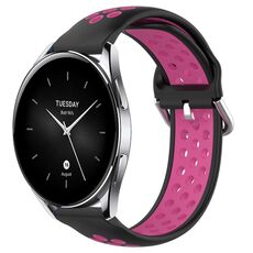 Per Xiaomi Watch S2 42mm 22mm Cinturino sportivo in silicone traspirante traforato (nero + rosa rossa)