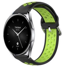 Per Xiaomi Watch S2 42mm 22mm Cinturino sportivo in silicone traspirante traforato (nero + lime)