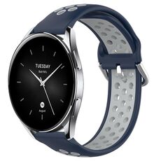 Per Xiaomi Watch S2 42mm 22mm Cinturino sportivo in silicone traspirante traforato (blu notte + grigio)