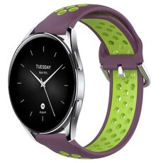 Per Xiaomi Watch S2 42mm 22mm Cinturino sportivo in silicone traspirante traforato (viola + lime)