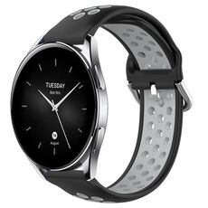 Per Xiaomi Watch S2 46mm 22mm Cinturino sportivo in silicone traspirante traforato (nero + grigio)
