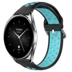 Per Xiaomi Watch S2 46mm 22mm Cinturino sportivo in silicone traspirante traforato (nero + blu)
