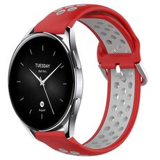 Per Xiaomi Watch S2 46mm 22mm Cinturino sportivo in silicone traspirante traforato (rosso + grigio)