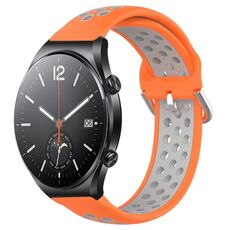 Per Xiaomi MI Watch S1 22mm Cinturino in silicone sportivo traspirante traforato (arancione + grigio)