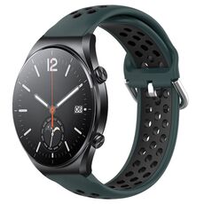 Per Xiaomi MI Watch S1 22mm Cinturino in silicone sportivo traspirante traforato (verde oliva + nero)