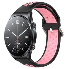 Per Xiaomi MI Watch S1 22mm Cinturino in silicone sportivo traspirante traforato (nero + rosa)