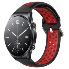 Per Xiaomi MI Watch S1 22mm Cinturino in silicone sportivo traspirante traforato (nero + rosso)