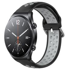 Per Xiaomi MI Watch S1 22mm Cinturino in silicone sportivo traspirante traforato (nero + grigio)
