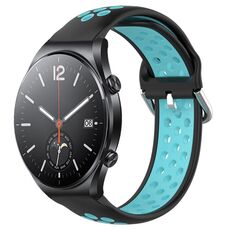 Per Xiaomi MI Watch S1 22mm Cinturino sportivo in silicone traspirante traforato (nero + blu)
