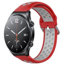 Per Xiaomi MI Watch S1 22mm Cinturino in silicone sportivo traspirante traforato (rosso + grigio)