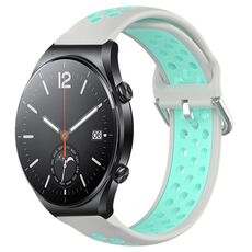 Per Xiaomi MI Watch S1 22mm Cinturino in silicone sportivo traspirante traforato (grigio + anatra d'acqua)