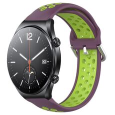 Per Xiaomi MI Watch S1 22mm Cinturino in silicone sportivo traforato traspirante (viola + lime)
