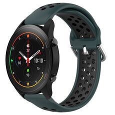 Per Xiaomi MI Watch S1 Pro 22mm Cinturino in silicone sportivo traforato traspirante (verde oliva + nero)