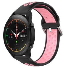 Per Xiaomi MI Watch S1 Pro 22mm Cinturino sportivo in silicone traspirante traforato (nero + rosa)