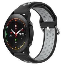 Per Xiaomi MI Watch S1 Pro 22mm Cinturino in silicone sportivo traspirante traforato (nero + grigio)