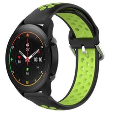 Per Xiaomi MI Watch S1 Pro 22mm Cinturino in silicone sportivo traforato traspirante (nero + lime)