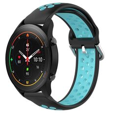Per Xiaomi MI Watch S1 Pro 22mm Cinturino sportivo in silicone traspirante traforato (nero + blu)
