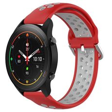 Per Xiaomi MI Watch S1 Pro 22mm Cinturino sportivo in silicone traspirante traforato (rosso + grigio)