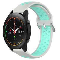 Per Xiaomi MI Watch S1 Pro 22mm Cinturino in silicone sportivo traforato traspirante (grigio + anatra d'acqua)