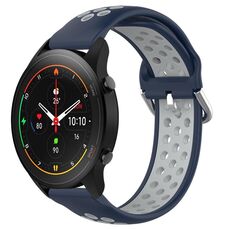 Per Xiaomi MI Watch S1 Pro 22mm Cinturino in silicone sportivo traforato traspirante (blu notte + grigio)