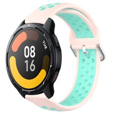 Per Xiaomi Watch S1 Active 22mm Cinturino in silicone sportivo traspirante traforato (rosa + anatra d'acqua)