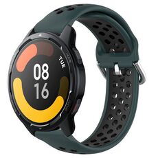 Per Xiaomi Watch S1 Active 22mm Cinturino in silicone sportivo traforato traspirante (verde oliva + nero)