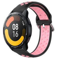 Per Xiaomi Watch S1 Active 22mm Cinturino in silicone sportivo traforato traspirante (nero + rosa)