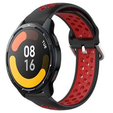 Per Xiaomi Watch S1 Active 22mm Cinturino in silicone sportivo traspirante traforato (nero + rosso)