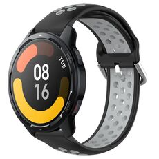 Per Xiaomi Watch S1 Active 22mm Cinturino in silicone sportivo traforato traspirante (nero + grigio)