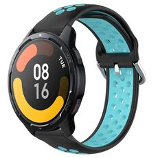 Per Xiaomi Watch S1 Active 22mm Cinturino in silicone sportivo traforato traspirante (nero + blu)