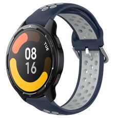 Per Xiaomi Watch S1 Active 22mm Cinturino in silicone sportivo traforato traspirante (blu notte + grigio)
