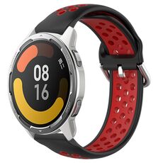 Per Xiaomi MI Watch Color 2 22mm Cinturino in silicone sportivo traspirante traforato (nero + rosso)