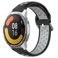 Per Xiaomi MI Watch Color 2 22mm Cinturino in silicone sportivo traforato traspirante (nero + grigio)