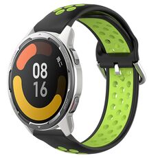Per Xiaomi MI Watch Color 2 22mm Cinturino in silicone sportivo traforato traspirante (nero + lime)