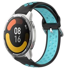 Per Xiaomi MI Watch Color 2 22mm Cinturino in silicone sportivo traspirante traforato (nero + blu)