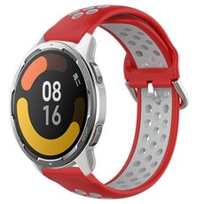 Per Xiaomi MI Watch Color 2 22mm Cinturino in silicone sportivo traforato traspirante (rosso + grigio)