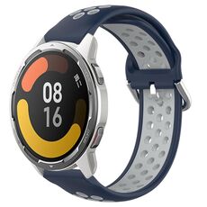 Per Xiaomi MI Watch Color 2 22mm Cinturino in silicone sportivo traforato traspirante (blu notte + grigio)