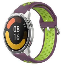 Per Xiaomi MI Watch Color 2 22mm Cinturino in silicone sportivo traforato traspirante (viola + lime)