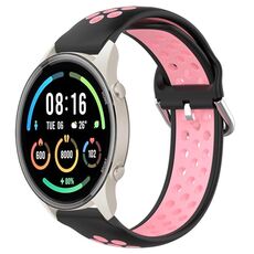 Per Xiaomi MI Watch Sport 22mm Cinturino sportivo in silicone traspirante traforato (nero + rosa)