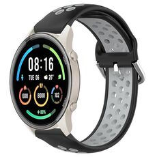 Per Xiaomi MI Watch Sport 22mm Cinturino sportivo in silicone traspirante traforato (nero + grigio)