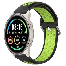 Per Xiaomi MI Watch Sport 22mm Cinturino in silicone sportivo traspirante traforato (nero + lime)