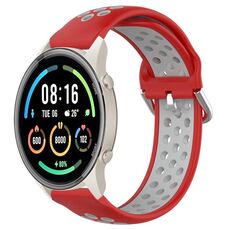 Per Xiaomi MI Watch Sport 22mm Cinturino sportivo in silicone traspirante traforato (rosso + grigio)