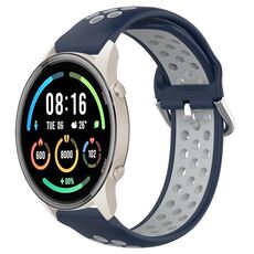 Per Xiaomi MI Watch Sport 22mm Cinturino in silicone sportivo traforato traspirante (blu notte + grigio)