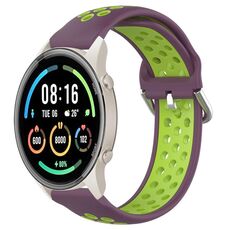 Per Xiaomi MI Watch Sport 22mm Cinturino in silicone sportivo traforato traspirante (viola + lime)