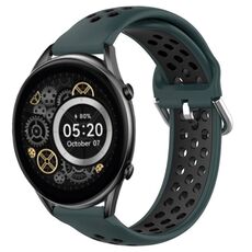 Per Xiaomi Haylou RT2 LS10 Cinturino per orologio sportivo in silicone traspirante traforato da 22 mm (verde oliva + nero)
