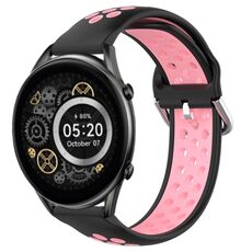 Per Xiaomi Haylou RT2 LS10 Cinturino per orologio sportivo in silicone traspirante traforato da 22 mm (nero + rosa)