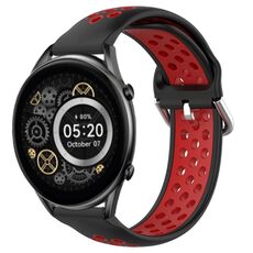 Per Xiaomi Haylou RT2 LS10 Cinturino per orologio sportivo in silicone traspirante traforato da 22 mm (nero + rosso)