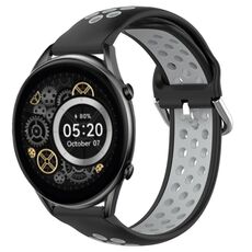 Per Xiaomi Haylou RT2 LS10 Cinturino per orologio sportivo in silicone traspirante traforato da 22 mm (nero + grigio)